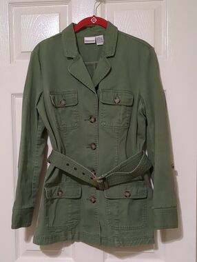 Newport News Olive Utility Jacket with Belted Waist